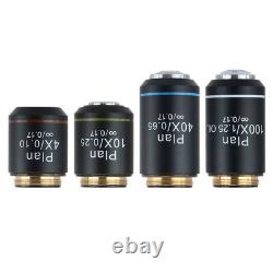 195 Achromatic Infinity Plan Objective Lens 4/10/40/100X f Biological Microscope