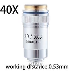 195mm Achromatic Objective Lens Distance Tube Microscope 4X 10X 20X 40X 60X 100X