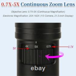 25-182X HD Microscope Lens 0.7-5X Continuous Zoom Lens 0.4X Eyepiece C-Mount