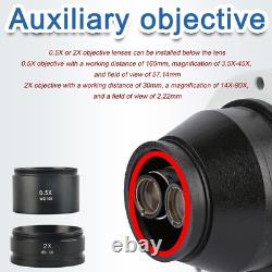 3.5X-90X Black Binocular Stereo Microscope Lens, 0.5X n 2X Auxiliary Objectives