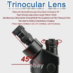 3.5X-90X Black Triocular Stereo Microscope Lens, 0.5X n 2X Auxiliary Objectives