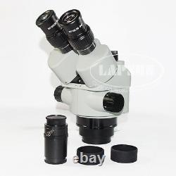 3.5X-90X Zoom Simul-focal Trinocular Stereo Microscope Set Objective Barlow Lens