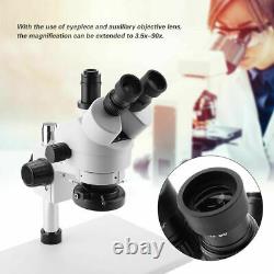 3.5X-90X Zoom Simul-focal Trinocular Stereo Microscope Set Objective Barlow Lens