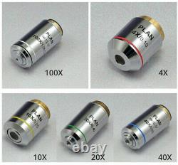 4X 10X 20X 40X 100X Infinity Plan Objective Lens for Olympus Microscope Silver