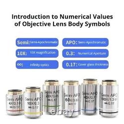 4x 100x Semi Apochromatic APO Plan Infinite biological Objective Lens