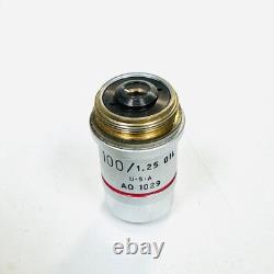AO 1029 100/ 1.25 0IL PLAN ACHRO Microscope Objective Lens Made in USA