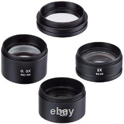 AmScope 0.5X to 2X Barlow Lens Set For SM Series Stereo Microscopes w 48mm mount