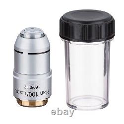 AmScope PA100X 100X Plan Achromatic Microscope Objective Lens + Container