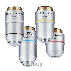 AmScope PAX Plan Objective Lens Set 4X 10X 40X 100X