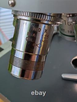 American Optical Fifty Phase Microscope with Binocular Head + 4 Objective Lenses