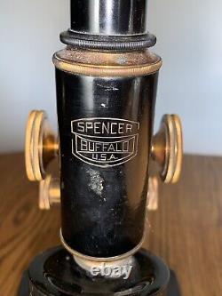 Antique Spencer Lens Co. Monocular Microscope, Works 12x Plus 3 Objectives Tool