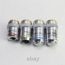 Biological Microscope Objective Lens Achromatic Object Glass Accessories 4x-100x