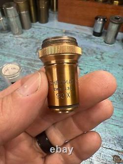 Brass Microscope Apochromat Oil 90X Objective Bausch & Lomb Lens 2MM 1.30 Clean