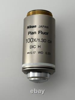 CFI Nikon Plan Fluor 100x/1.30 NA Oil 0.20 WD Microscope Objective Lens DIC H