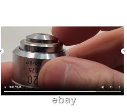 CLEAN GLASS Nikon Fluor 20x 0.75 160/0.17 Microscope Objective Lens RMS 34668