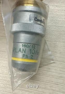 Cambridge Instruments 160/1.2 Plan 10/0.25 PH 2 OIL Microscope Objective Lens