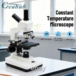 Compound Monocular Microscope 40x-2500x 7 LCD Lab Constant Temp Aluminum Case