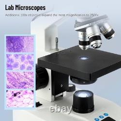 Compound Monocular Microscope 40x-2500x 7 LCD Lab Constant Temp Aluminum Case
