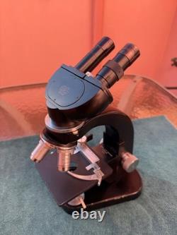 E Leitz Wetzlar Vintage Binocular Microscope Four Objectives Germany