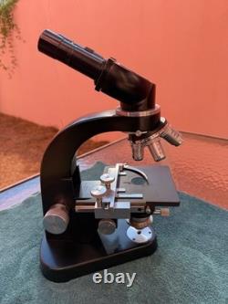 E Leitz Wetzlar Vintage Binocular Microscope Four Objectives Germany