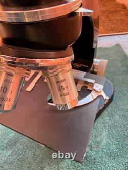 E Leitz Wetzlar Vintage Binocular Microscope Four Objectives Germany