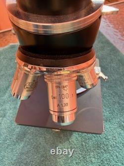 E Leitz Wetzlar Vintage Binocular Microscope Four Objectives Germany