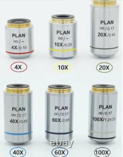 For Olympus Microscope 1PC 4X 10X 20X 40X 60X 100X Infinity Plan Objective Lens