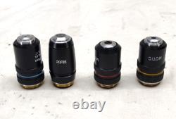 GENUINE Lot of 4 Motic Microscope Objective Lenses 4X/10X/20X/40X SL213