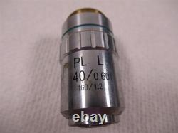 Jenco Inverted Compound Microscope Objective Lens PL L 40x 160mm 0.60