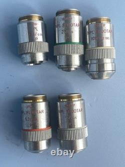 LEITZ/LEICA Microscope objective lens set NPL FLUOTAR P 2.5/6.3/16/25/100