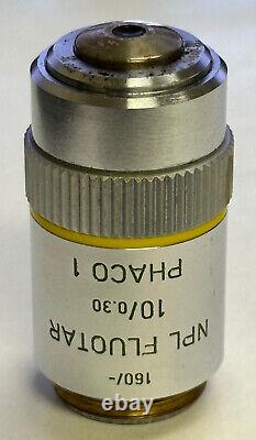 Leitz NPL Fluotar 10X/. 30 Phaco 1 Phase Contrast Microscope Objective Lens 160/