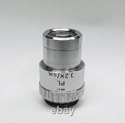 Leitz PL Plan 3.2X/0.06 Infinity Corrected Macro Microscope Objective Lens