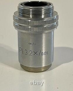 Leitz PL Plan 3.2X/0.6 Microscope Objective Lens