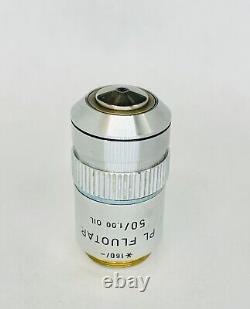 Leitz PL Plan 50X/1.00 Oil Microscope Objective Lens 160mm (Part # 518044)