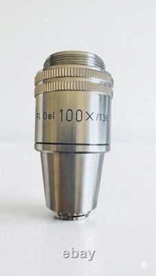 Leitz Wetzlar Fl Oel 100X 1.36 Oil Microscope Objective Lens Vintage Tested