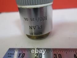 Leitz Wetzlar Objective Plan 100x /160 Lens Microscope Part As Pictured &b2-a-28
