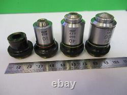 Lot 4 Ea Microscope Objective Lenses Olympus 4x 10x 40x 100x Optics #p8-b-07