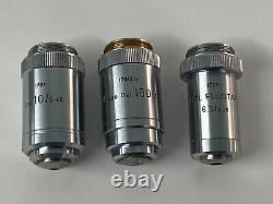 Lot Of 3 Leitz Lens Objective (oel 10/0.45 170/-) (pl Apo Oel 100/1.32 170/0.17)