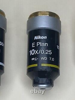 Lot Of 3 Nikon E Plan 100x 10x 4x Microscope Objectives