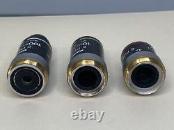 Lot Of 3 Nikon E Plan 100x 10x 4x Microscope Objectives