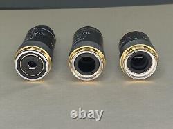 Lot Of 3 Nikon E Plan 100x 10x 4x Microscope Objectives