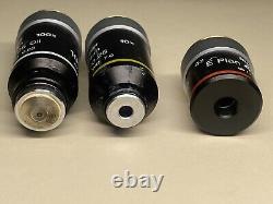 Lot Of 3 Nikon E Plan 100x 10x 4x Microscope Objectives