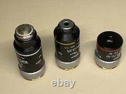 Lot Of 3 Nikon E Plan 100x 10x 4x Microscope Objectives