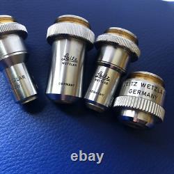 Lot Of 4 Leitz Wetzlar Microscope PHACO Contrast Objective Lens / Lenses