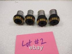 Lot of 4 Bausch & Lomb Microscope Objective Lenses A100x Oil 40x 10x & 4x 160mm