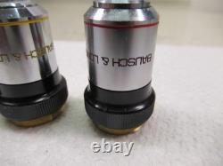 Lot of 4 Bausch & Lomb Microscope Objective Lenses A100x Oil 40x 10x & 4x 160mm