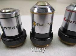 Lot of 4 Bausch & Lomb Microscope Objective Lenses A100x Oil 40x 10x & 4x 160mm