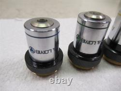 Lot of 4 Bausch & Lomb Microscope Objective Lenses A100x Oil 40x 10x & 4x 160mm