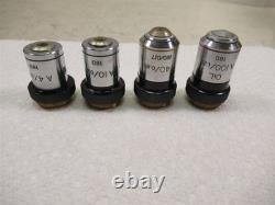 Lot of 4 Bausch & Lomb Microscope Objective Lenses A100x Oil 40x 10x & 4x 160mm