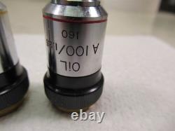 Lot of 4 Bausch & Lomb Microscope Objective Lenses A100x Oil 40x 10x & 4x 160mm